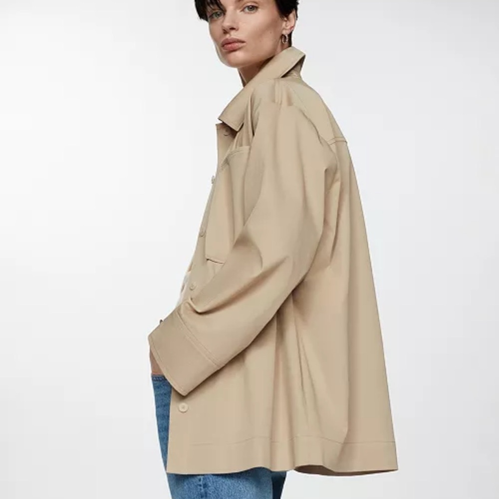 MANGO
Women's Pockets Detail Oversized Overshirt Jacket Beige Utility Jacket - Picture 3 of 8